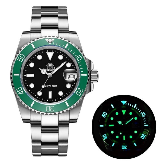 ADDIESDIVE H3QZ Quartz. Green/Black. Ceramic Bezel. 200m. Ships from USA