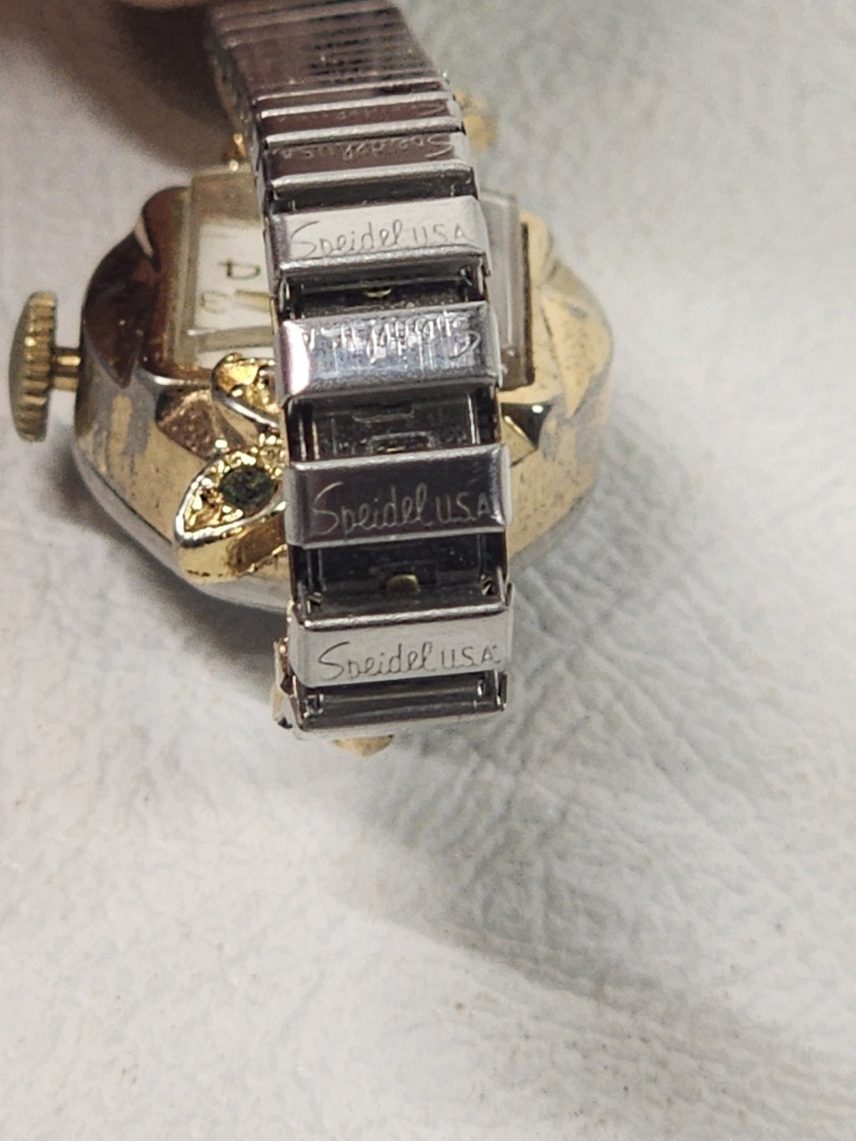 Vtg LADIES BOLIVIA Wrist Wind Up Watch Stretch Band Lifetime Mainspring Speidel