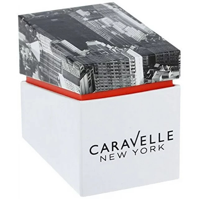 Caravelle New York Ladies Black Dial Black & Gold Cuff Steel Watch 44L147