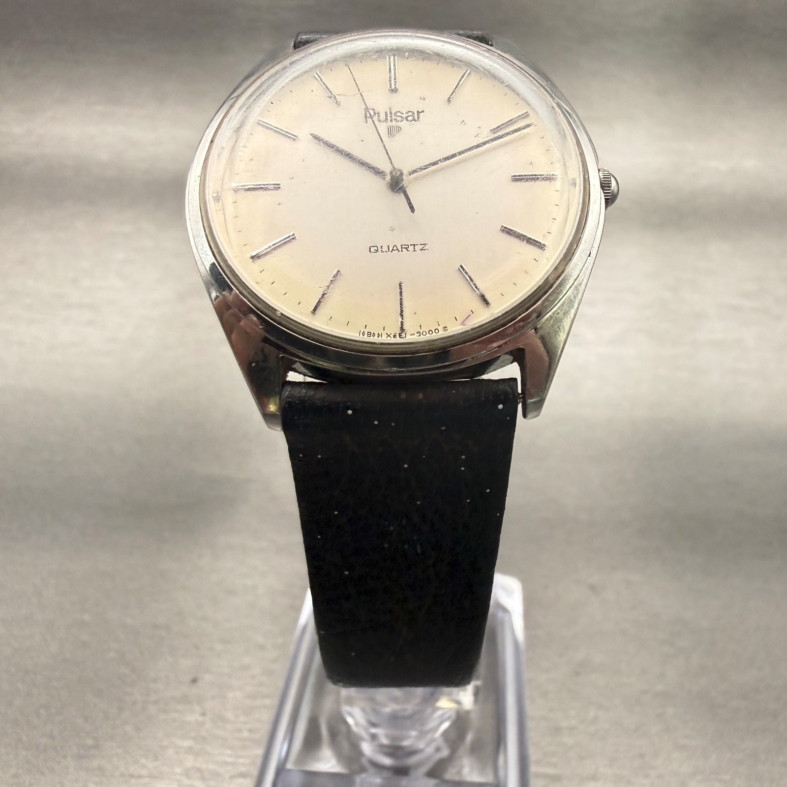 Seiko Pulsar Watch Men 34mm Silver Dial Silver Tone Round Y551-7009 New Battery