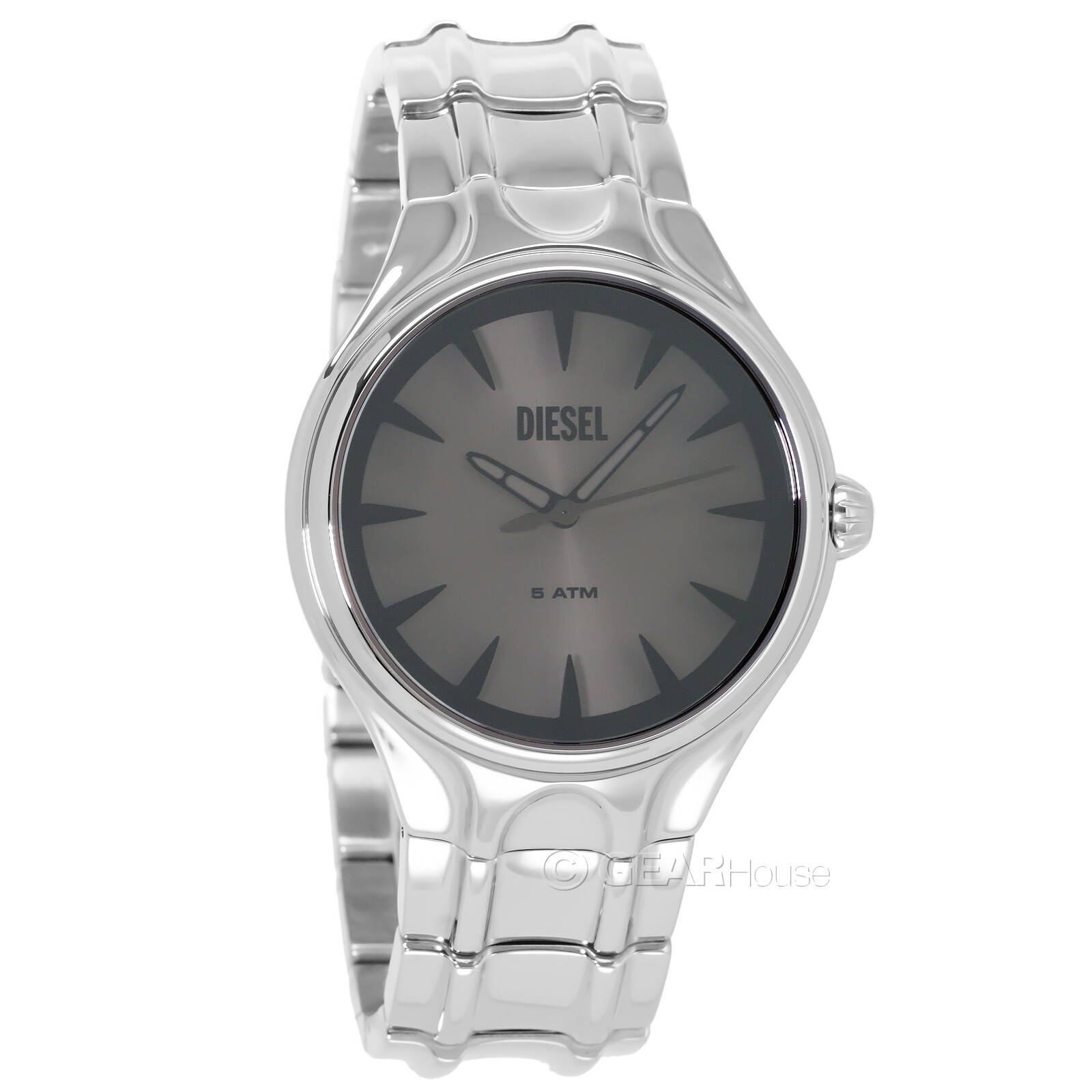 DIESEL Metamorph Streamline Mens Watch, Chrome Silver Stainless Steel, Gray Dial
