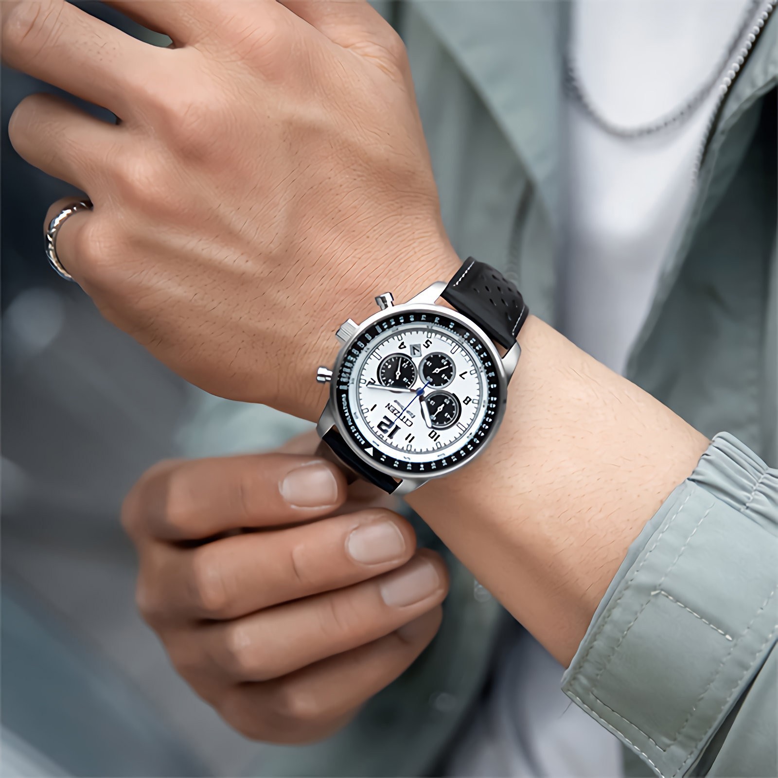 CITIZEN CA4500-32A Eco-Drive White Dial Date Display Chronograph Men’s Watch