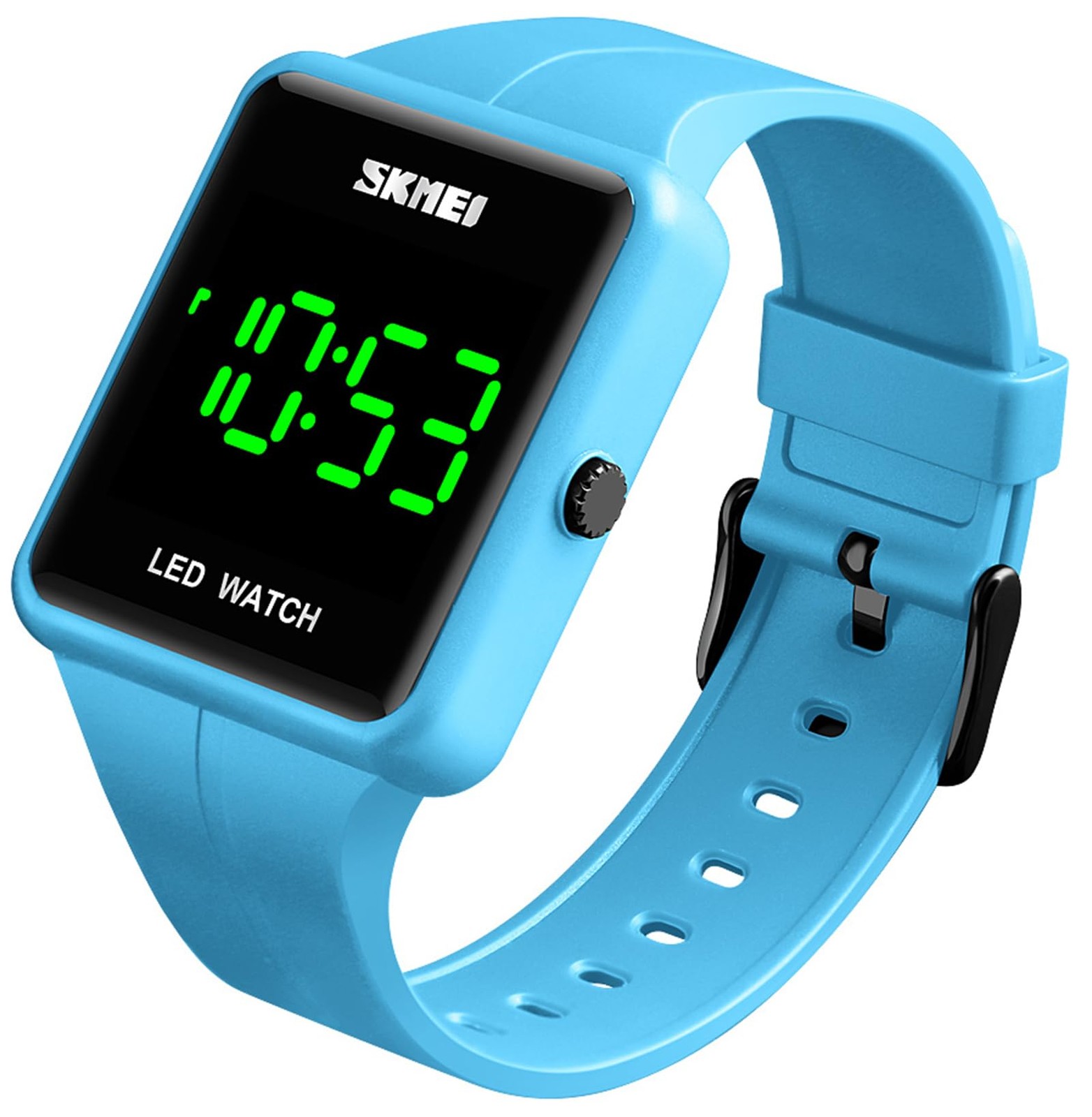 Gosasa Large Face LED Digital Watch Date Time 3Bar Waterproof Wristwatch Blue