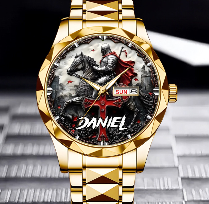 Personalized Knight Cross Medieval Gift For Him Wrist Alloy Luxury Quartz Watch