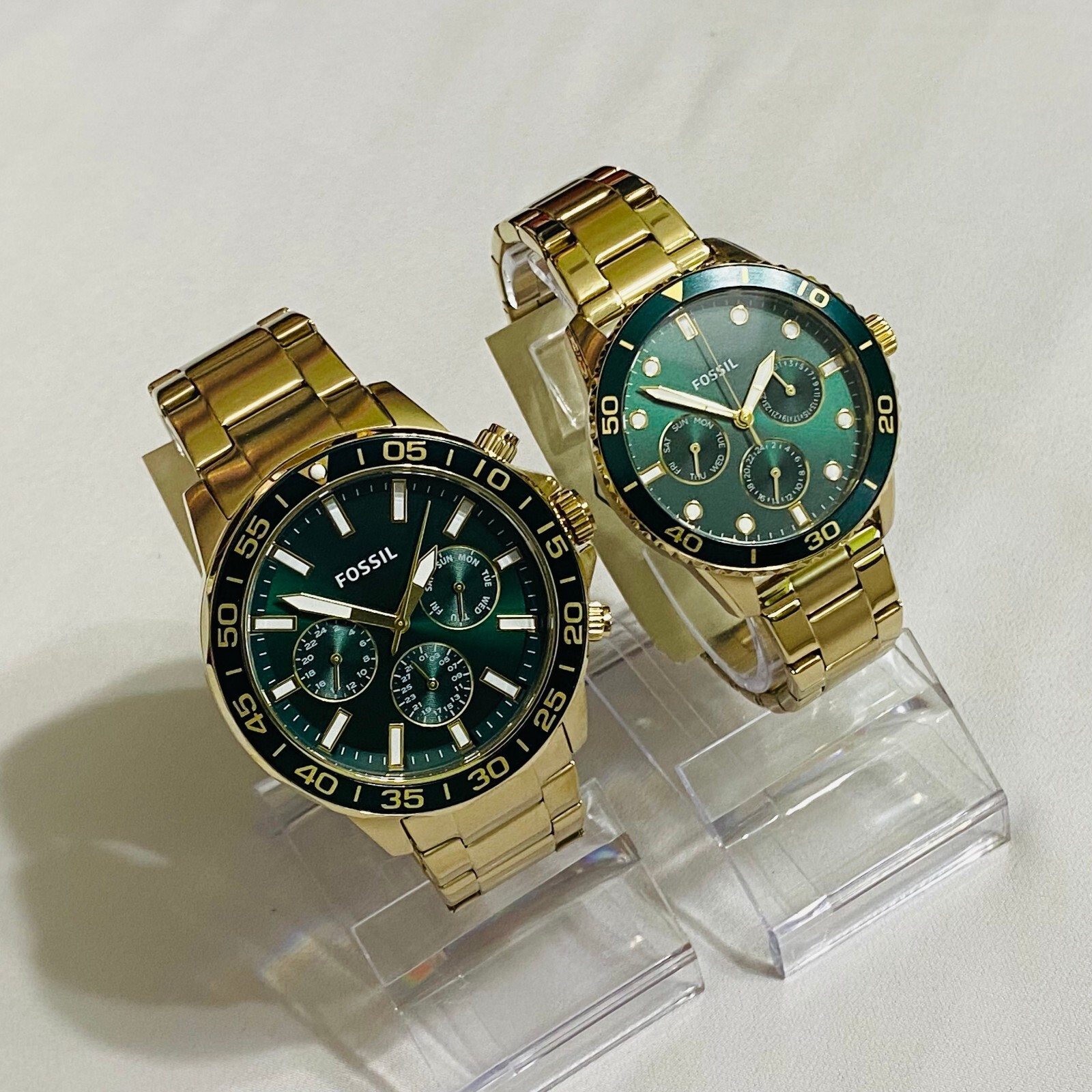 Fossil BQ2754SET Golden Green Chronograph Stainless Steel 5ATM Couples Watch Set