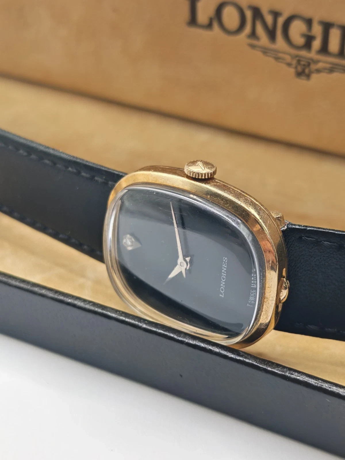 Vintage Longines L392 Manual Wind Watch 10K Gold Filled Diamond Dial Papers 70s