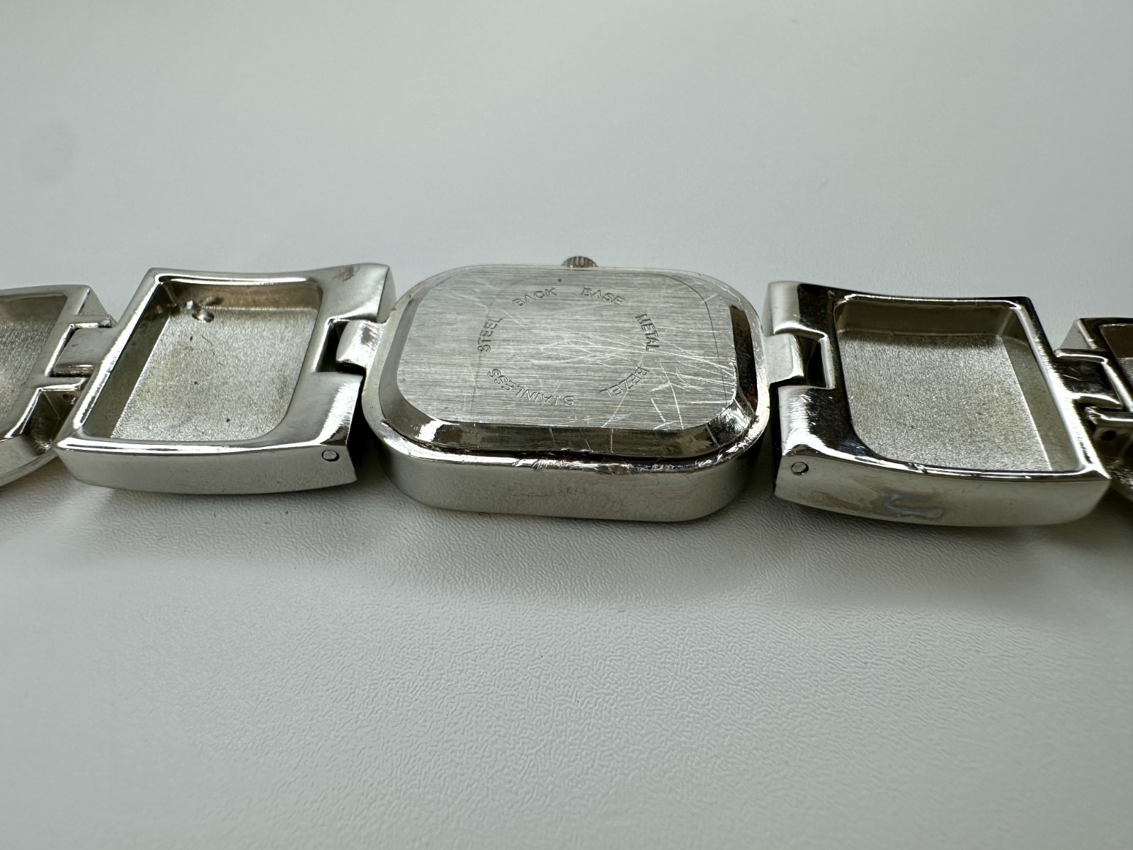 Sophie Watch Silver Tone Black White Enamel Vintage