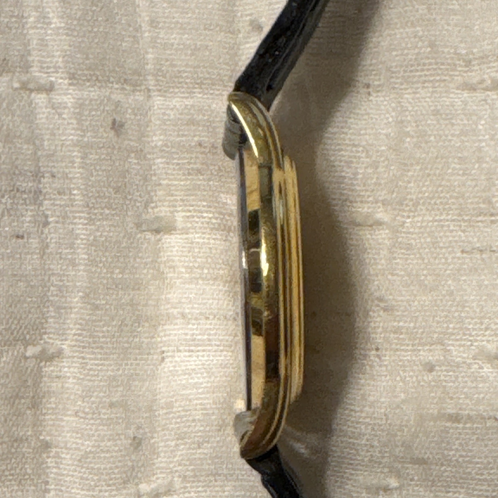 Movado Museum Quartz 25mm Gold-Plated Case Gold Dial Black Leather Strap