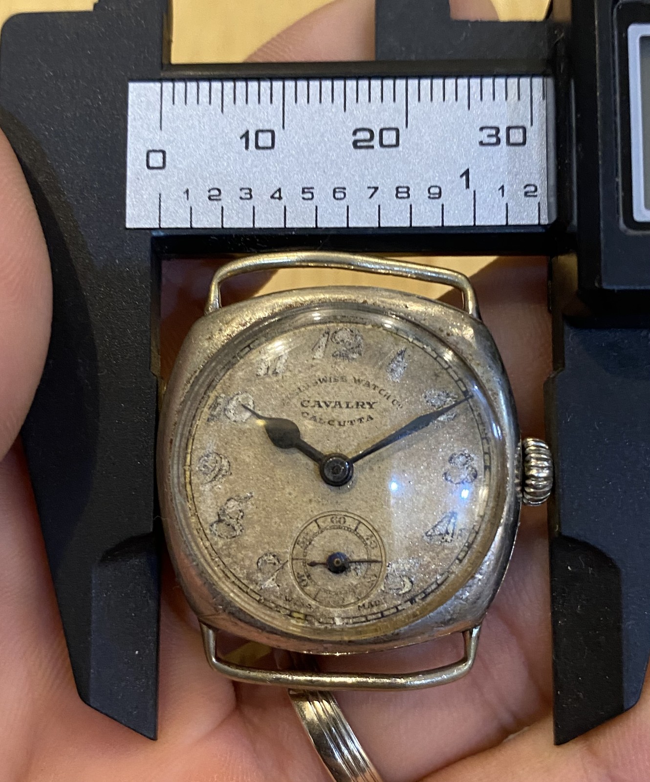 vintage early PAF Issued Anglo Swiss Watch Cushion Army Pakistan India PLS READ