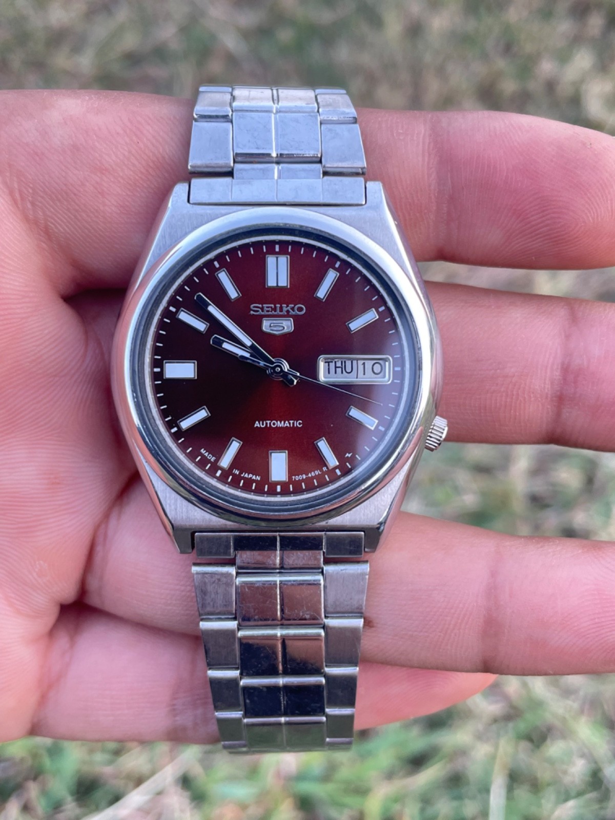 Vintage Seiko 5 Mens Automatic Watch 7009 Brown Dial Day/Date