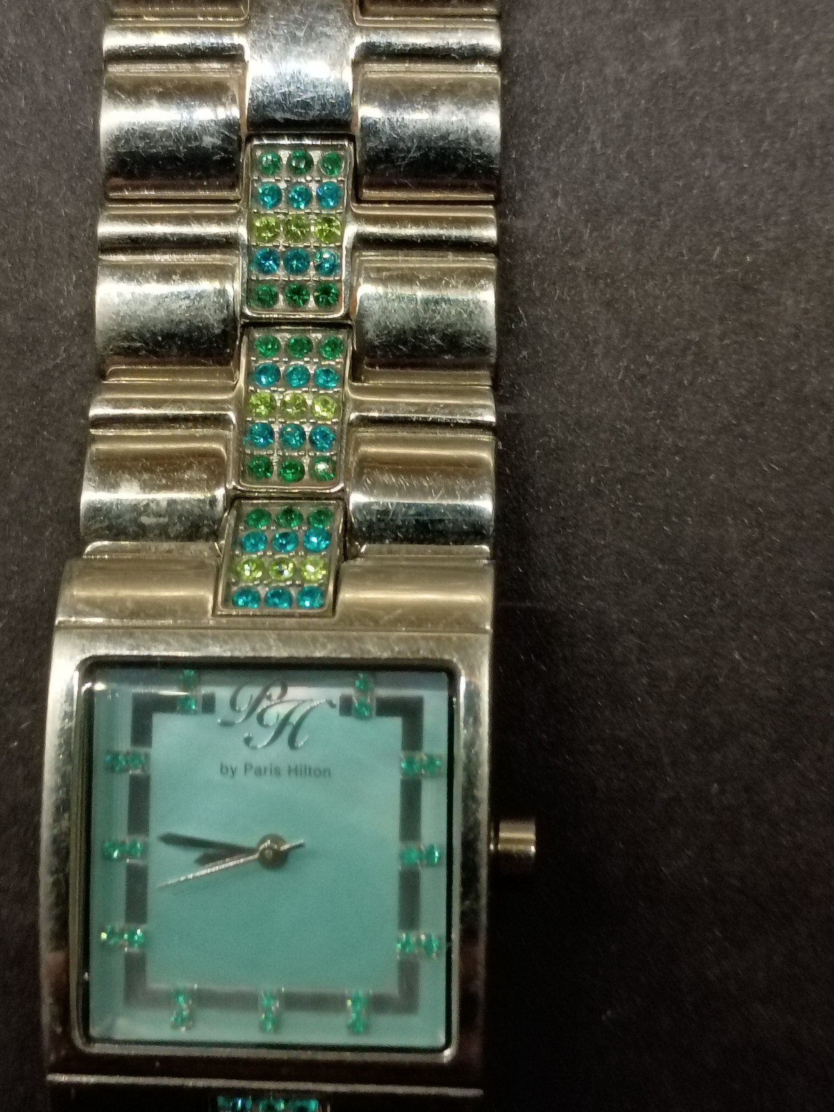 PH By Paris Hilton Bracelet Watch Iridescent Blue Green Oyster Dial New Battery