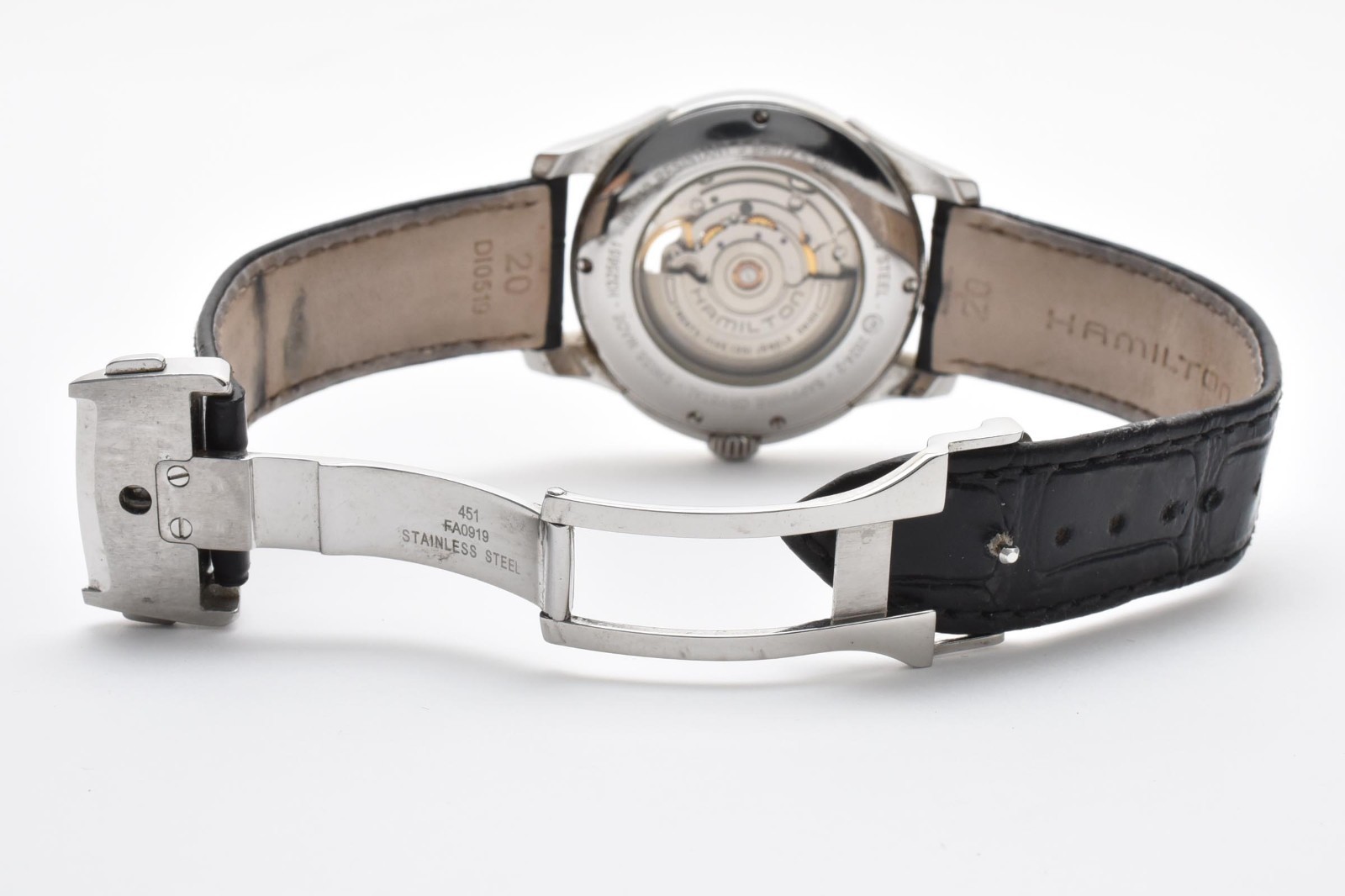 Hamilton Jazzmaster H325650 Men’s Wristwatch Black Dial Leather Band Japan