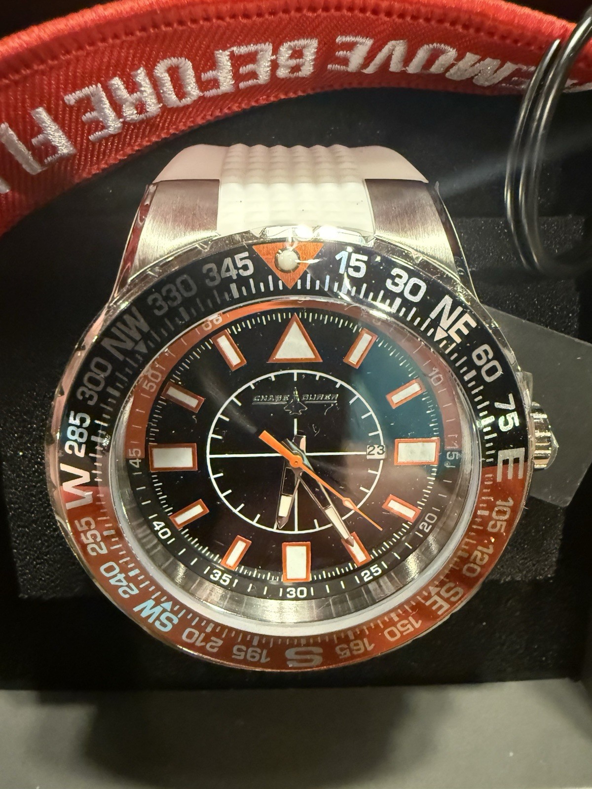 Chase Durer Aviator Excellence 52mm White Black Orange CDW-0103 New NIB Beauty