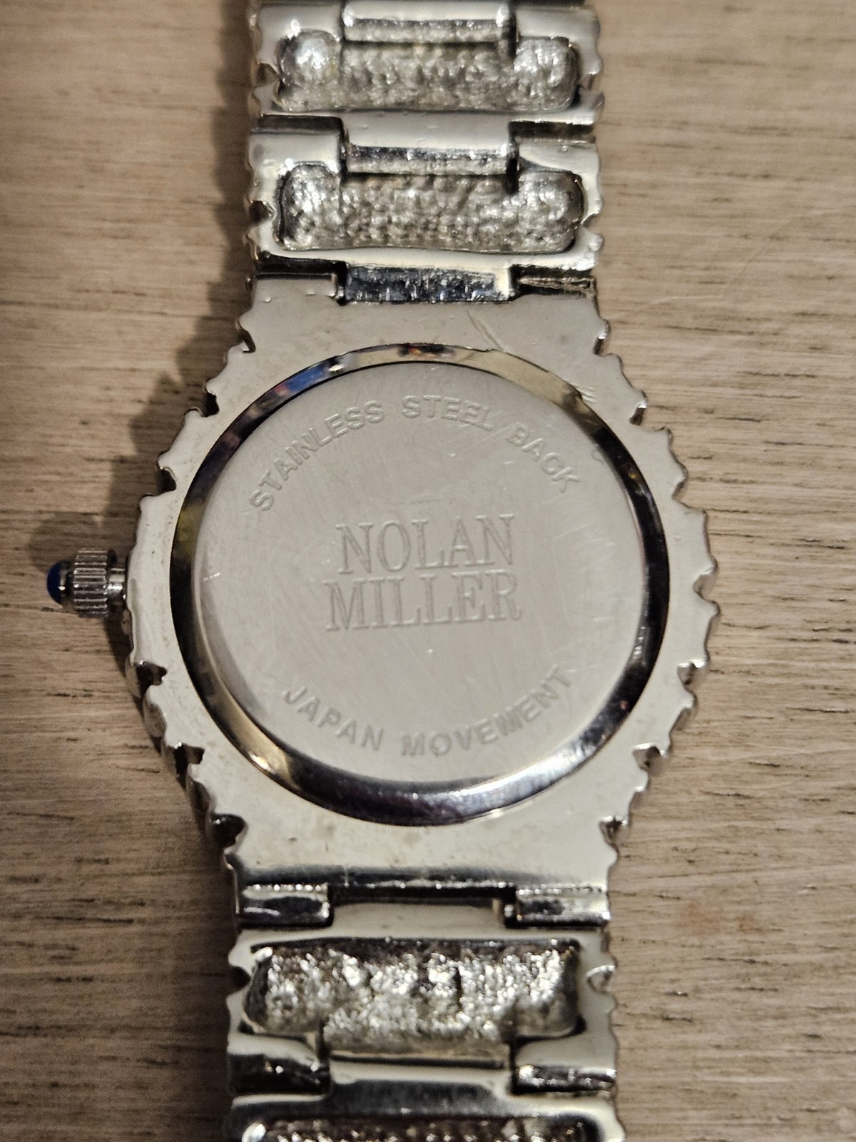 Nolan Miller Glamour Rhinestone Silvertone Ladies Wristwatch, Tested & Works