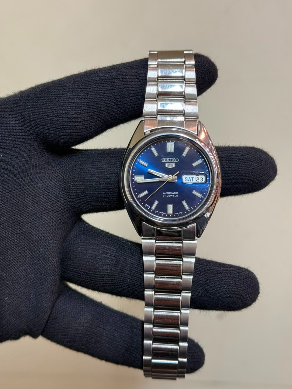 VINTAGE SEIKO 5 7S26-O36O BLUE DIAL MENS AUTOMATIC STAINLESS STEEL WATCH