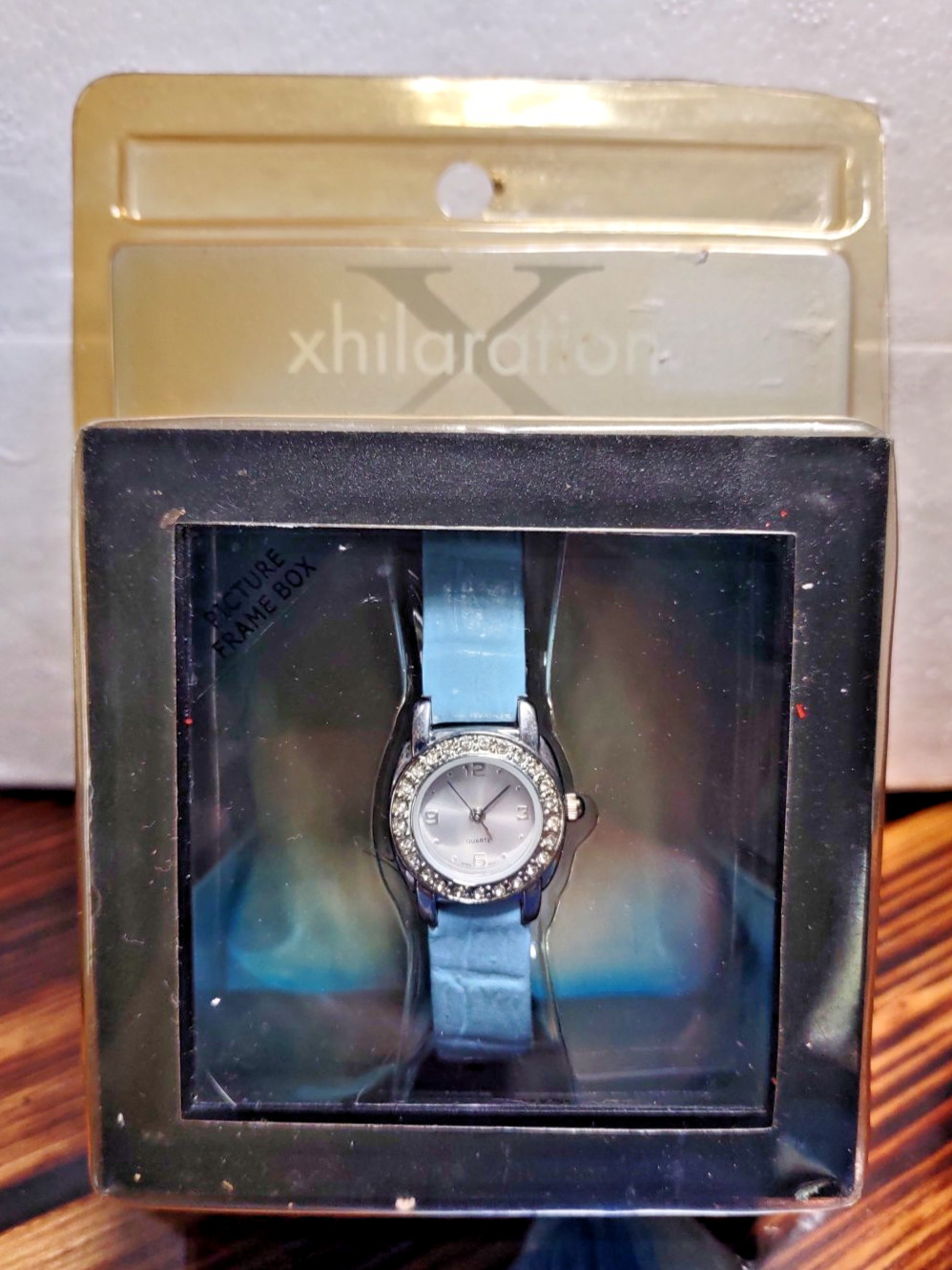 2001 Xhilaration Watch Light Blue Band New In Box Rhinestone Bezel