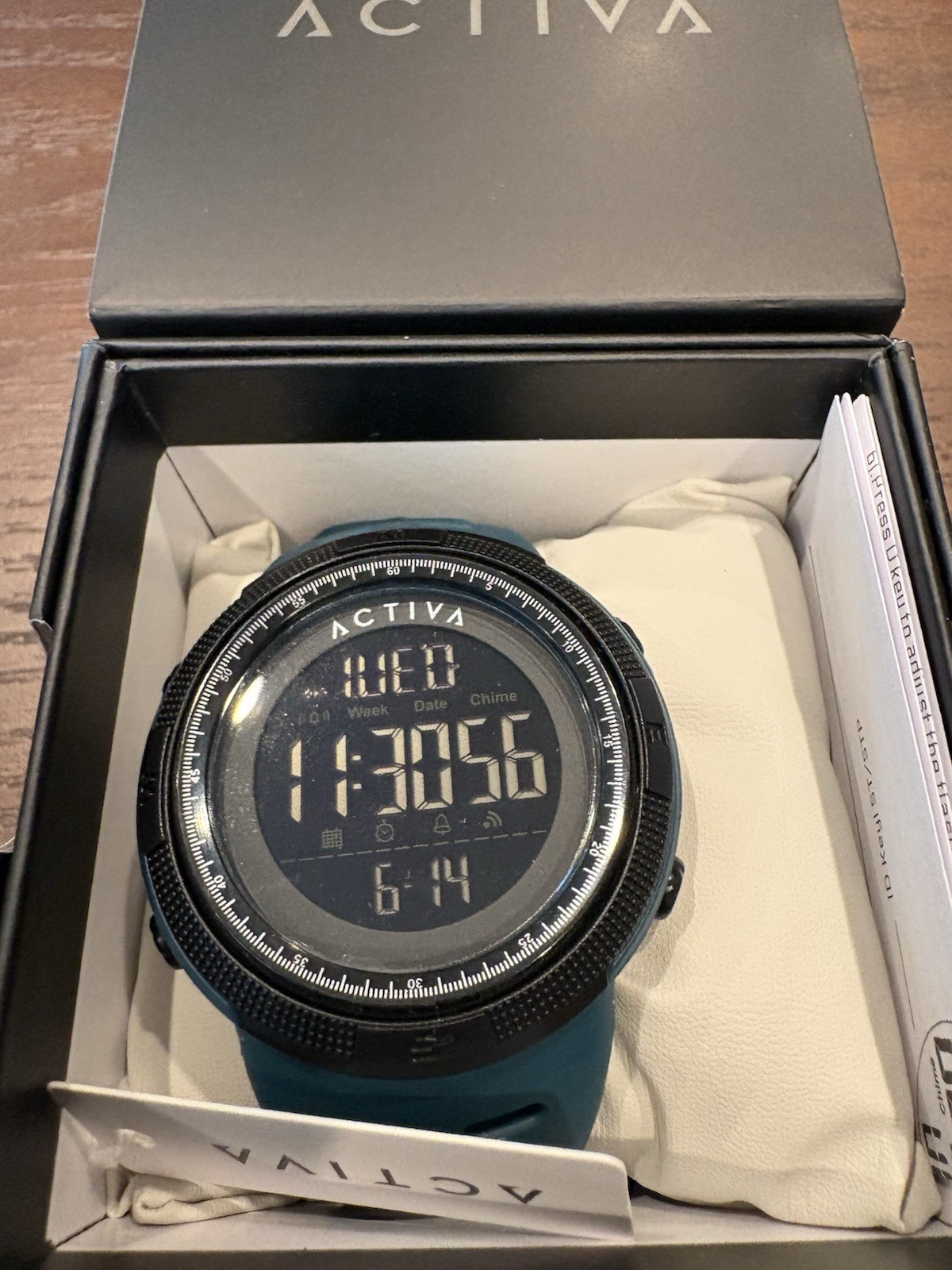 Activa Digital Quartz Sport Alarm Day/Date Blue Resin Strap Watch w/ Box