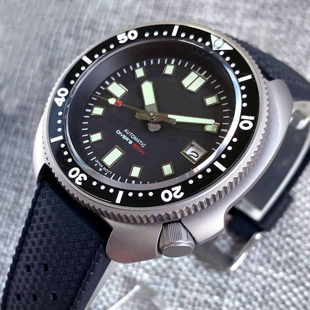 Titanium 20ATM 44mm Tandorio Sterile Black Dial Japan NH35A Automatic Mens Watch