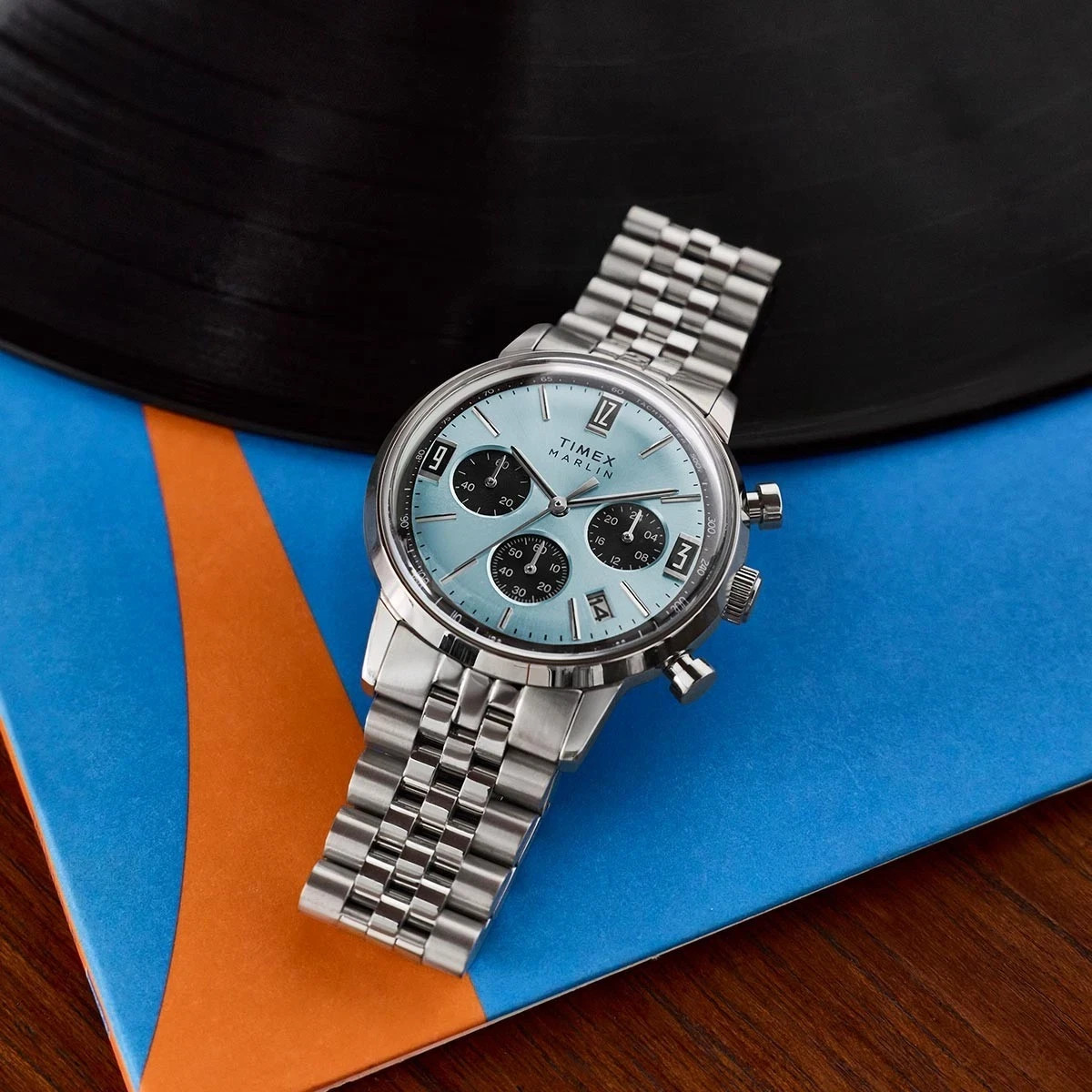 New Timex Mens Marlin Ice Blue Chronograph Watch TW2Y66500