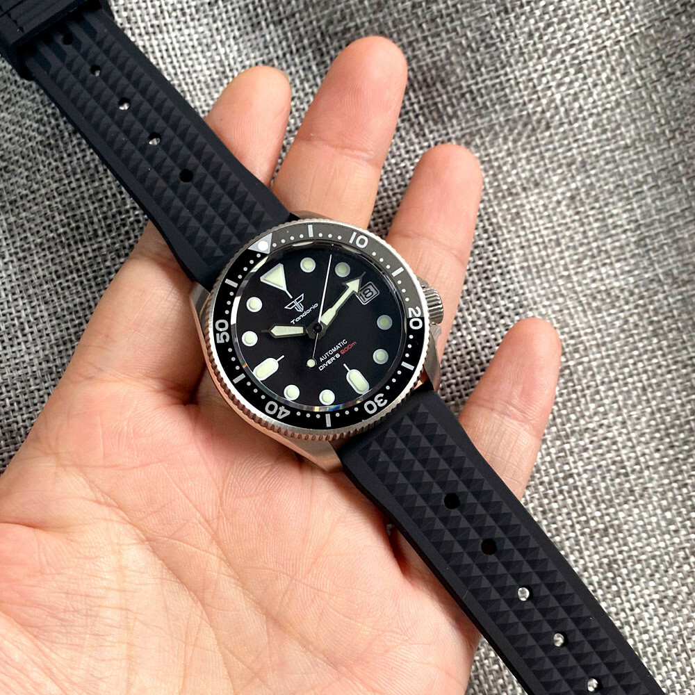 Small 37mm Tandorio Black dial Japan NH35A Mens Watch Sapphire Glass 3.8 crown