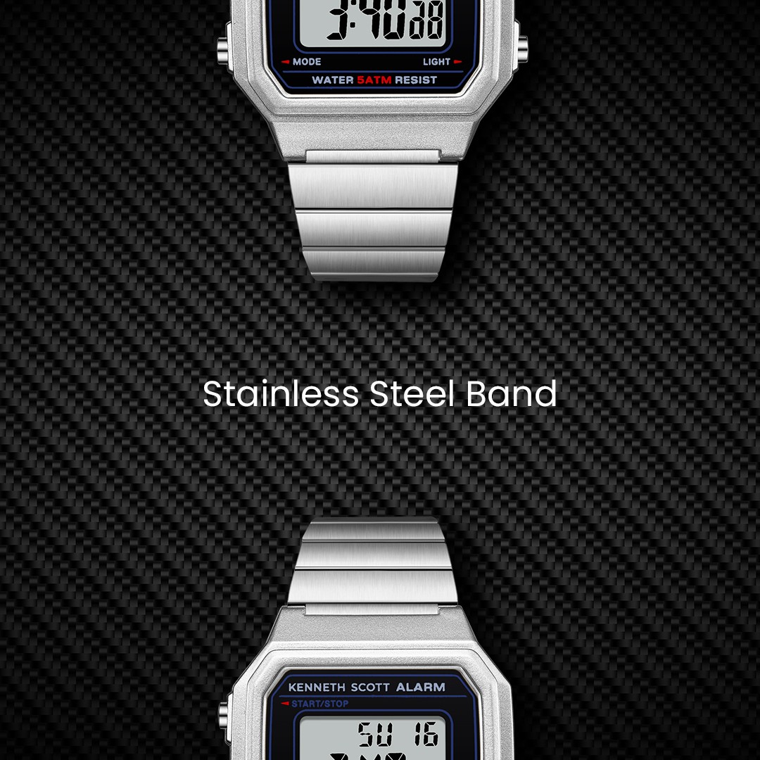 Kenneth Scott Women’s Digital Watch | Black Dial, 43mm, 50 m (5 ATM)