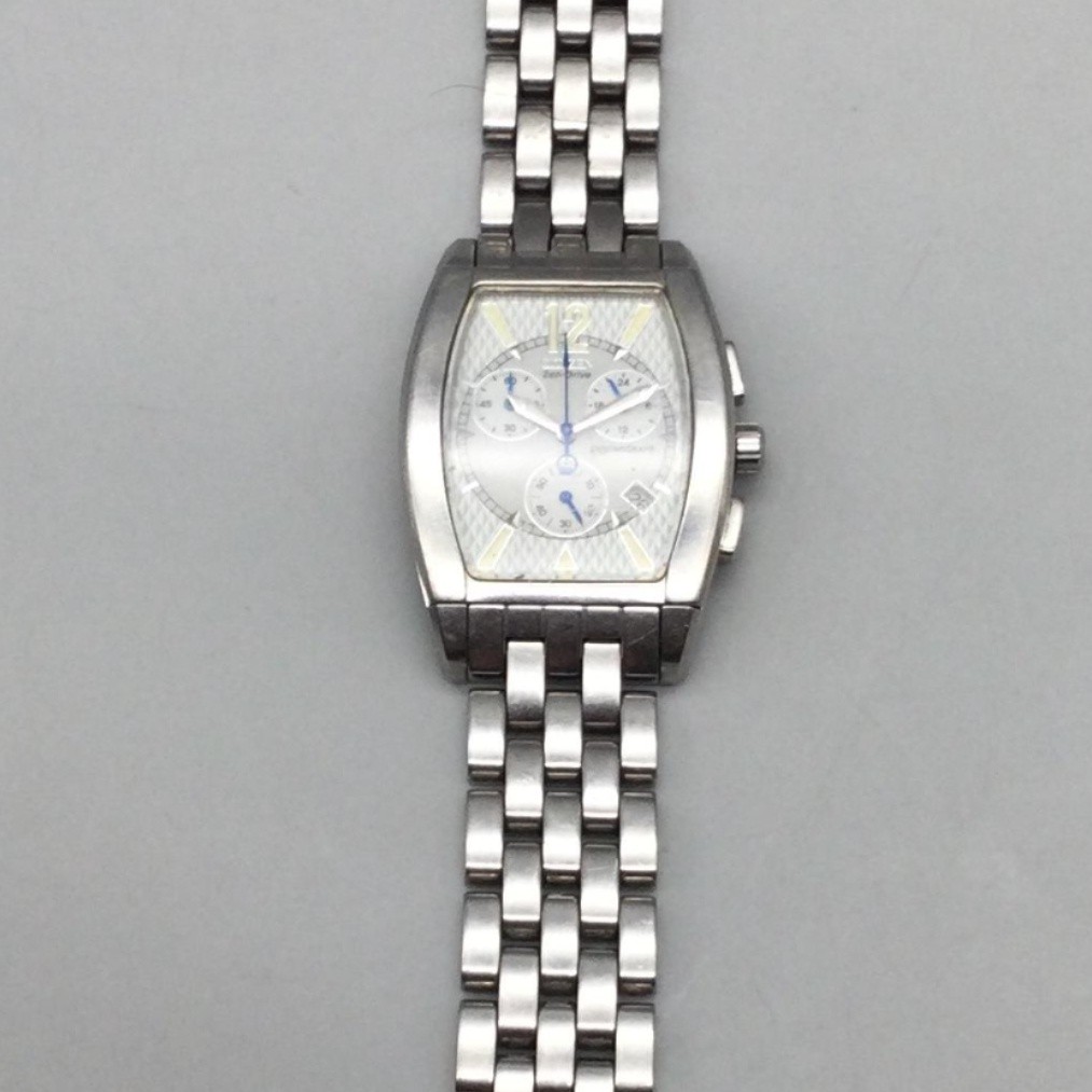 Citizen Eco-Drive Chronograph Mens Watch 32mm Silver Tone Stainless BROKEN BAND