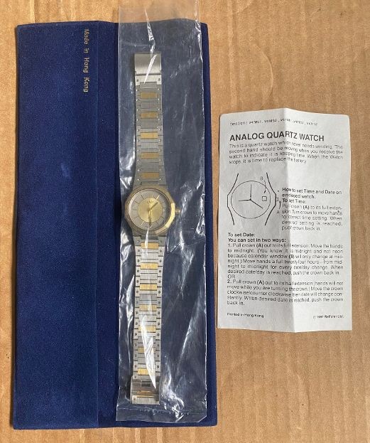 Vintage Two-Tone CVP Quartz Watch Japan Movement 1987 Untested W/ Manual & Pouch