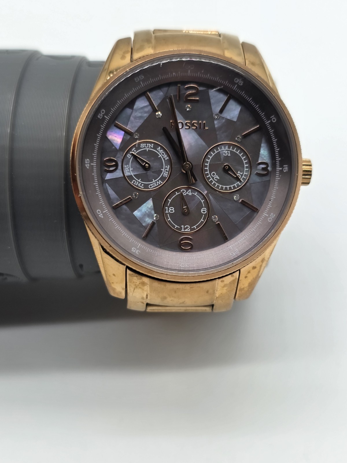 FOSSIL BQ1681 JUSTINE ABALONE GEOMETRIC RAINBOW MOTHER OF PEARL