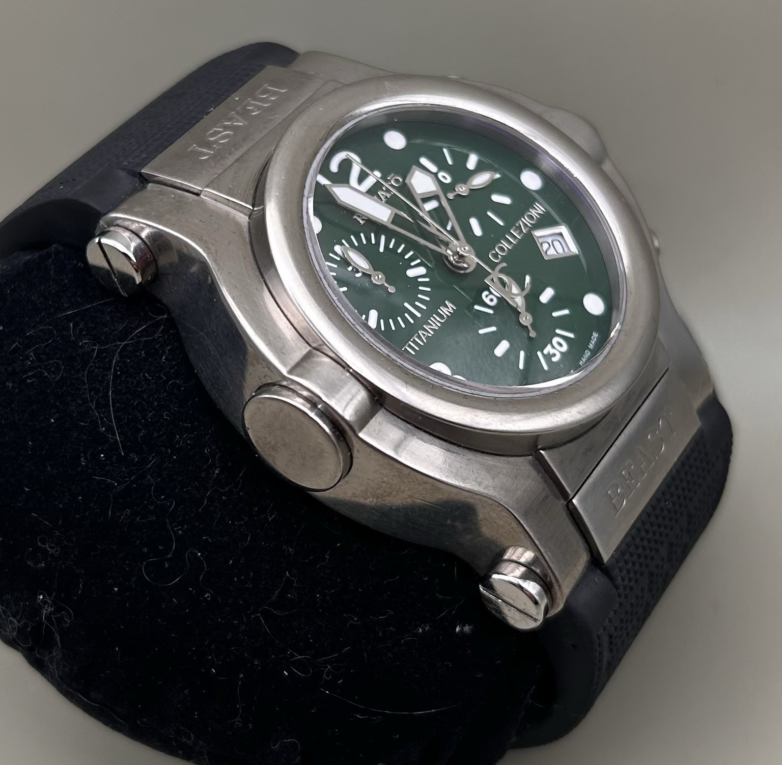 Renato Collection Men’s T-Rex Green Dial Titanium Chronograph Quartz 52mm Watch
