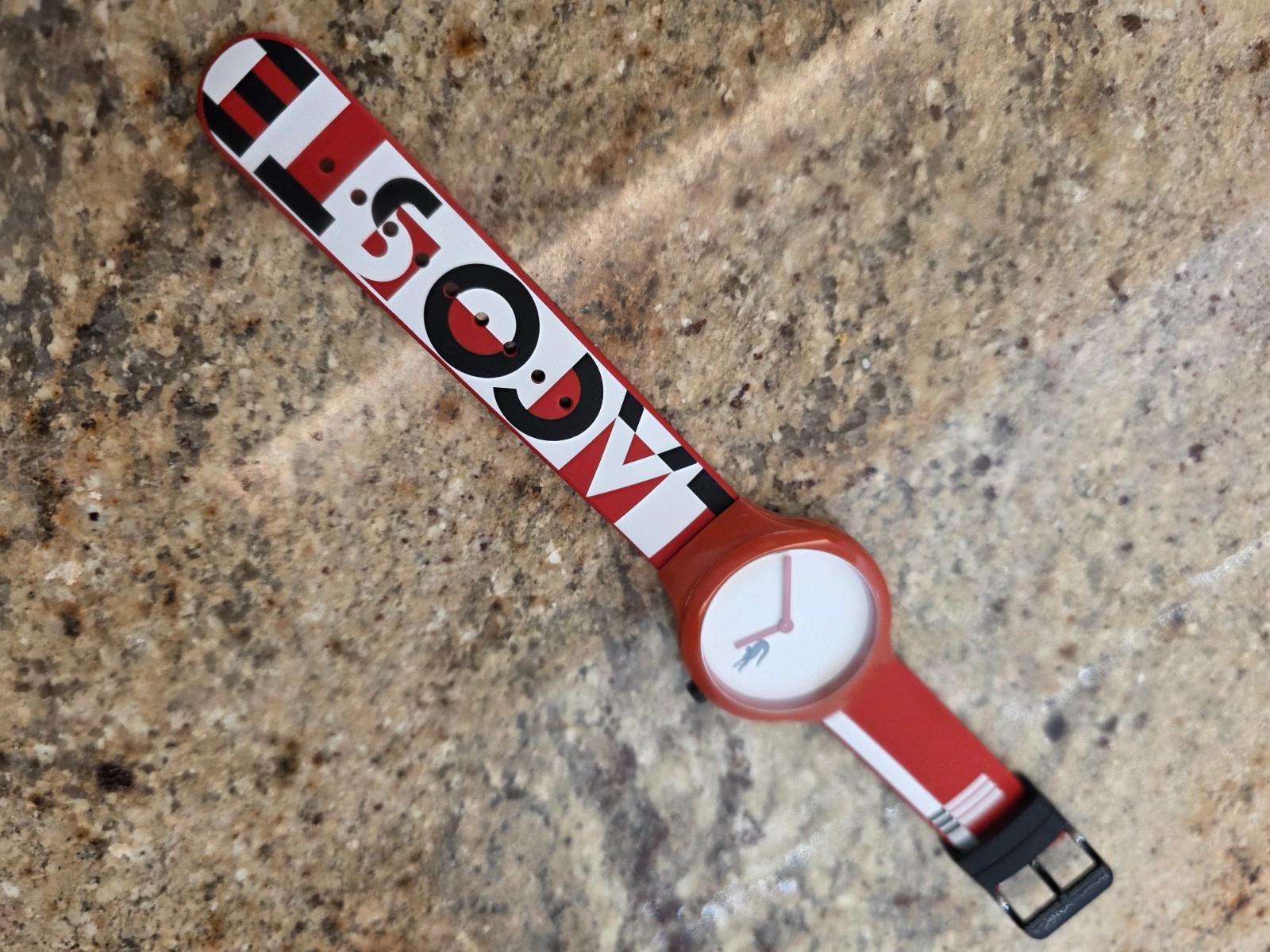 LACOSTE MENS WATCH RED WHITE BLACK MULTI RUBBER BAND LC.90.4.47.2784