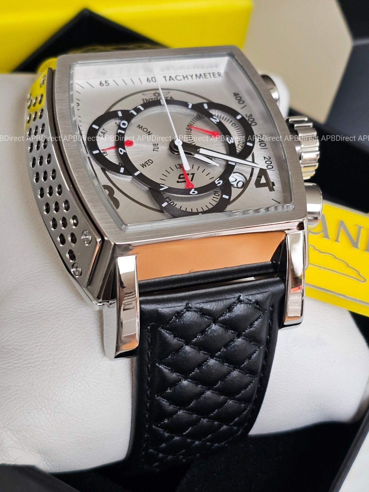 Invicta – S1 Rally – Swiss Z60 Chronograph Silver / Black Leather Mens Watch
