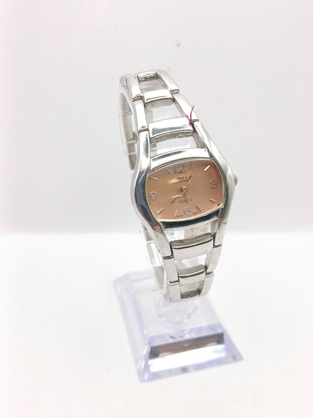 Women’s Boca Classics Watch Blush Dial Silver-Tone Open Link Bracelet Quartz
