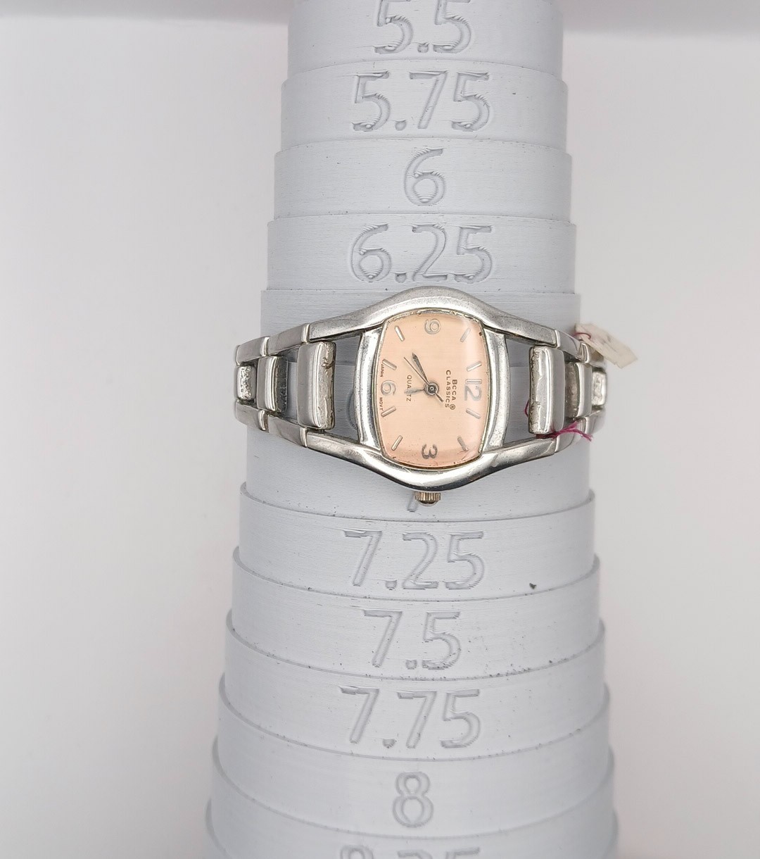Women’s Boca Classics Watch Blush Dial Silver-Tone Open Link Bracelet Quartz