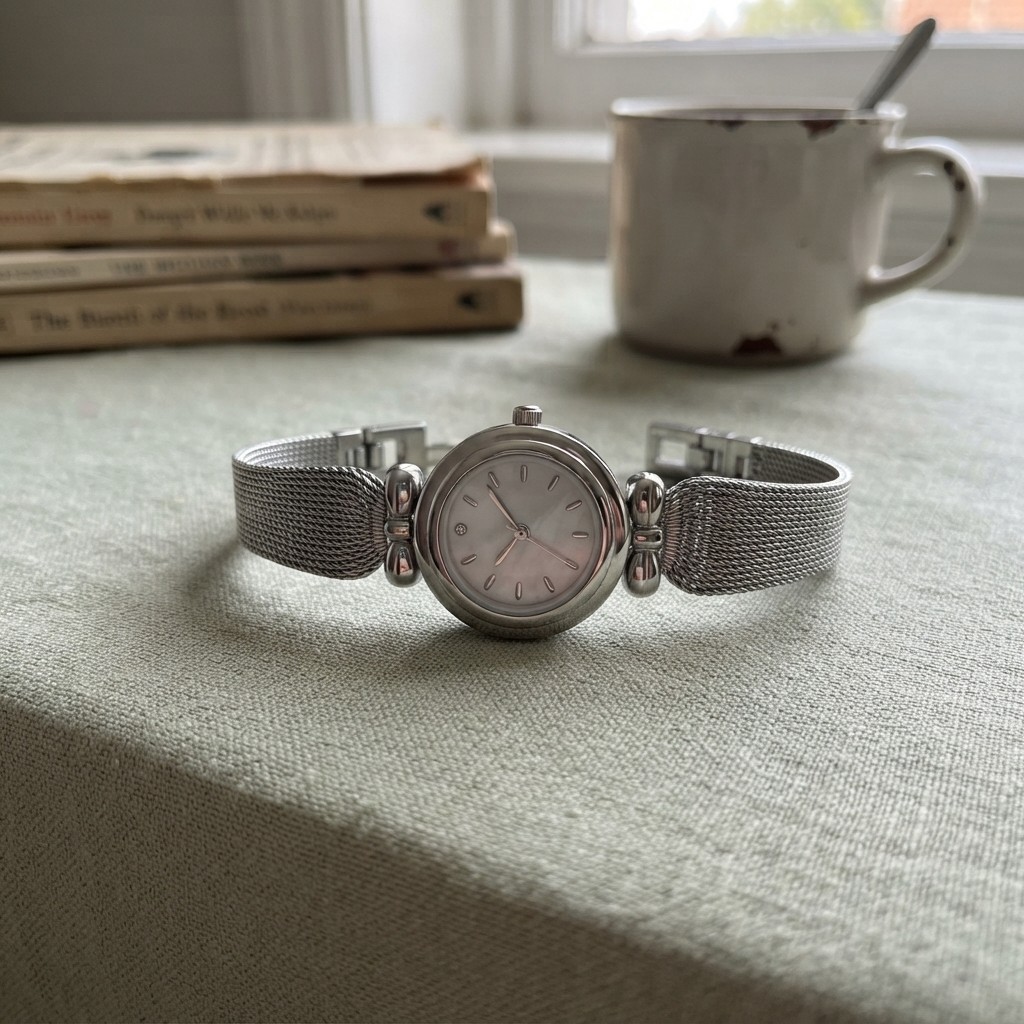 Fashion Simple Ladies Wrist Watch – Adjustable Stainless Steel Mesh, Waterproof