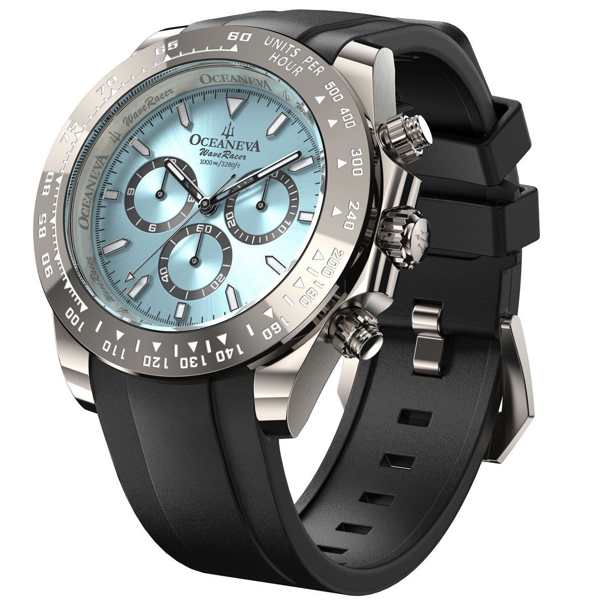 Oceaneva WaveRacer 1000M Black Mint – Grade 5 Titanium Automatic Chronograph