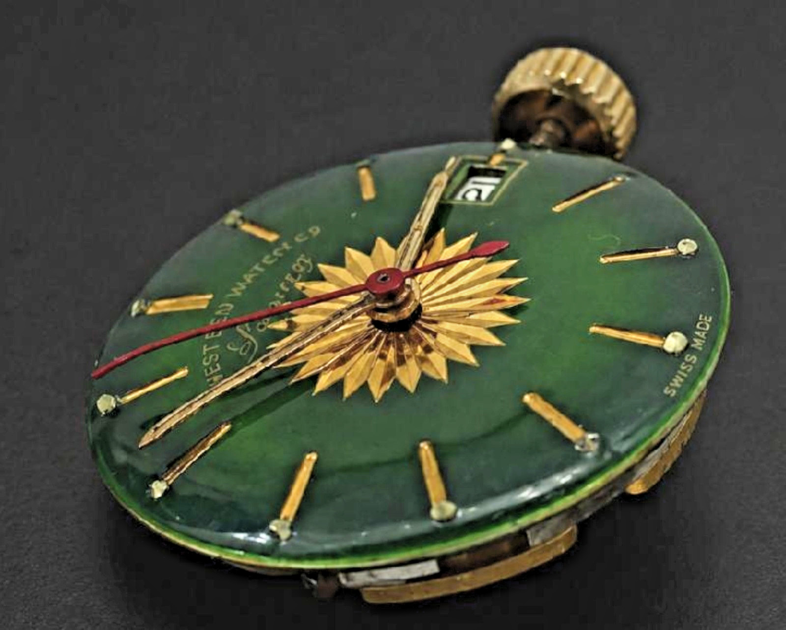 West End Watch Co Sovereign Green Sunburst Dial – Original Crown-Running,
