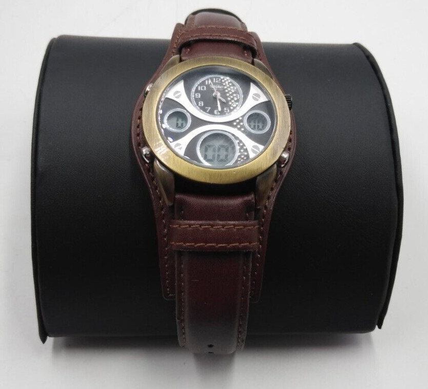 GOR Mossimo MM90070 Men’s Retro Brown Genuine Leather Watch Digital & Analog