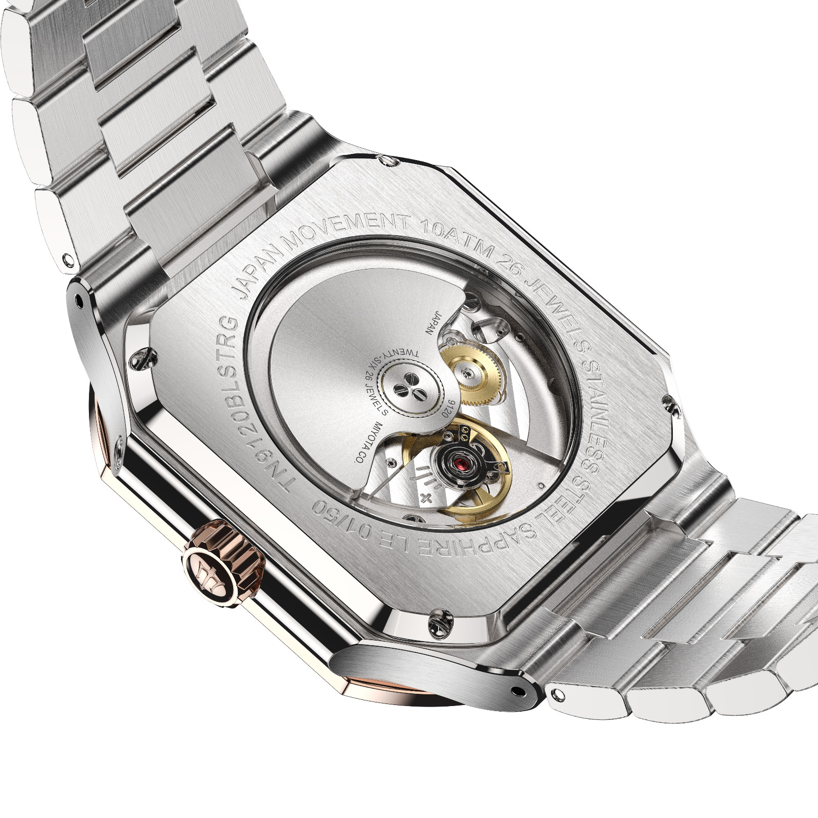Oceaneva Men’s Tenuis Automatic Calendar Thin Watch – Blue & Rose Gold
