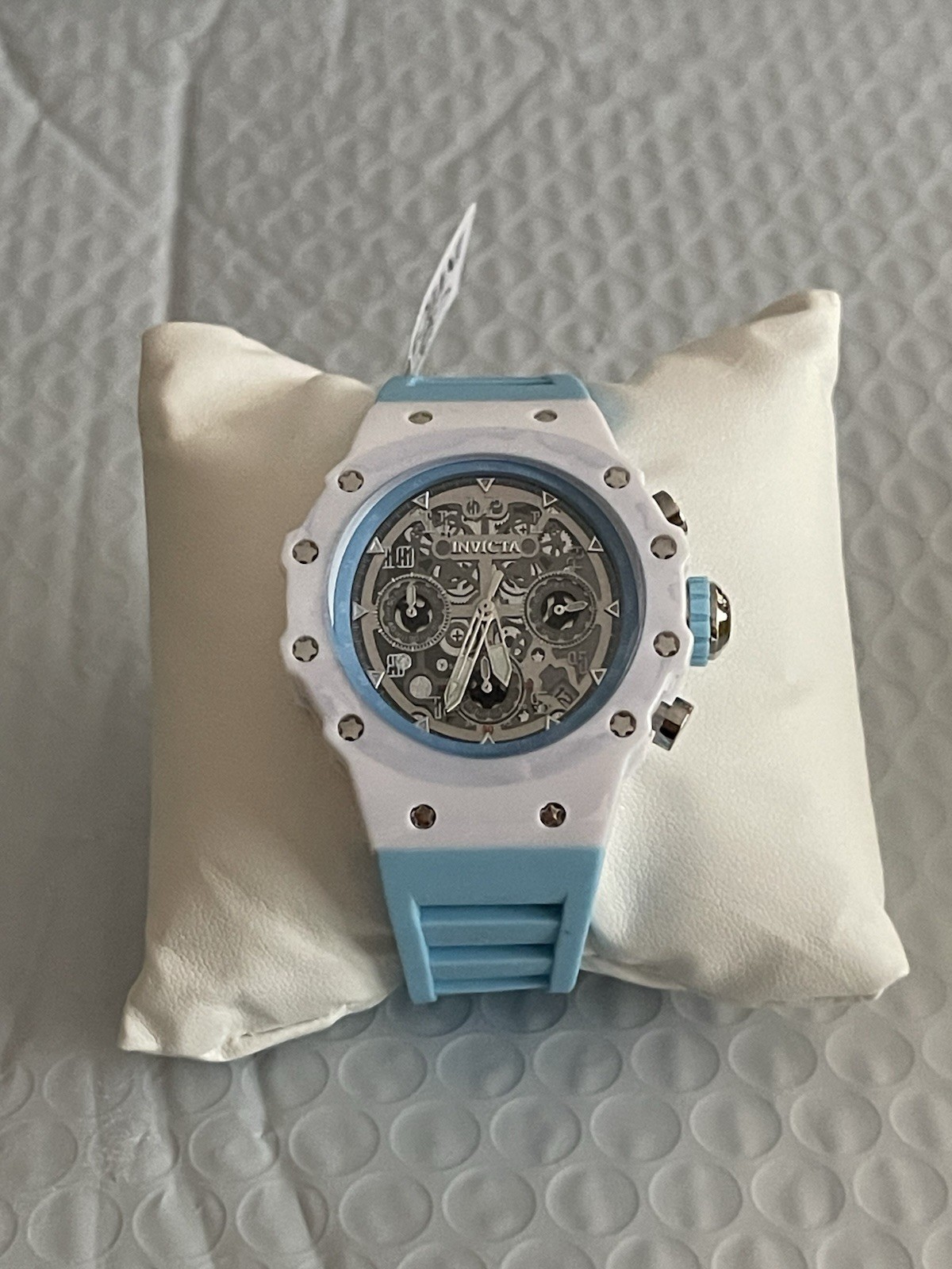 Invicta Racing Apexium Unisex Watch – 41mm, Light Blue & white, new