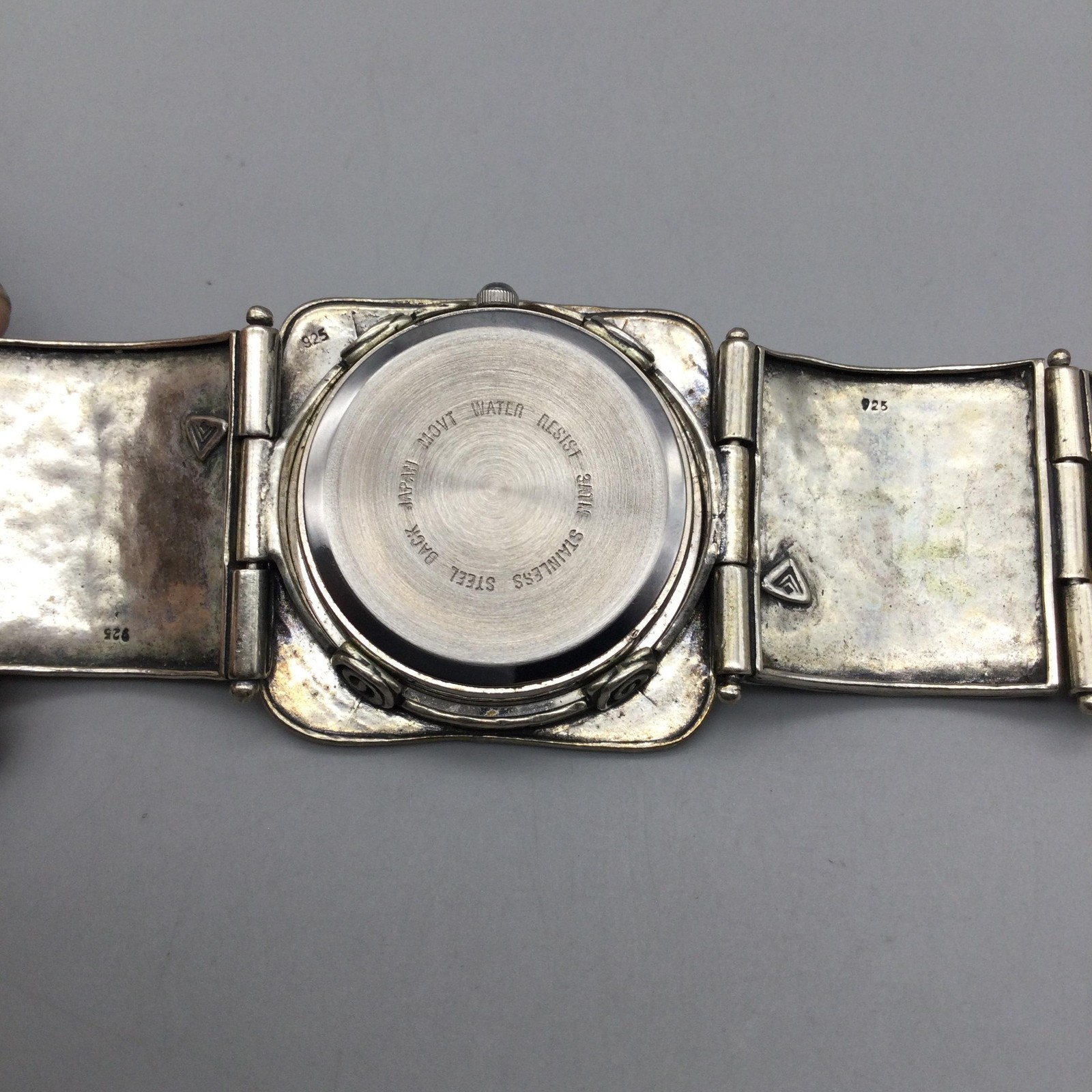 Silpada Womens Watch 33mm Sterling Silver Cuff Hammered Cuff New Battery 6.75″
