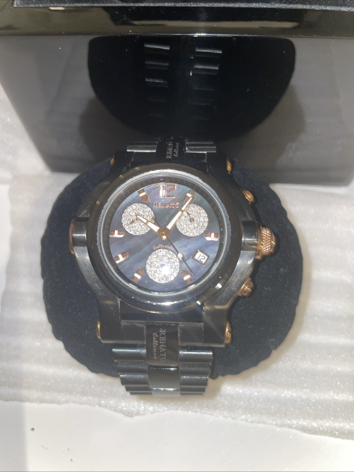Renato Black Mother Of Pearl Diamond Watch Preowned