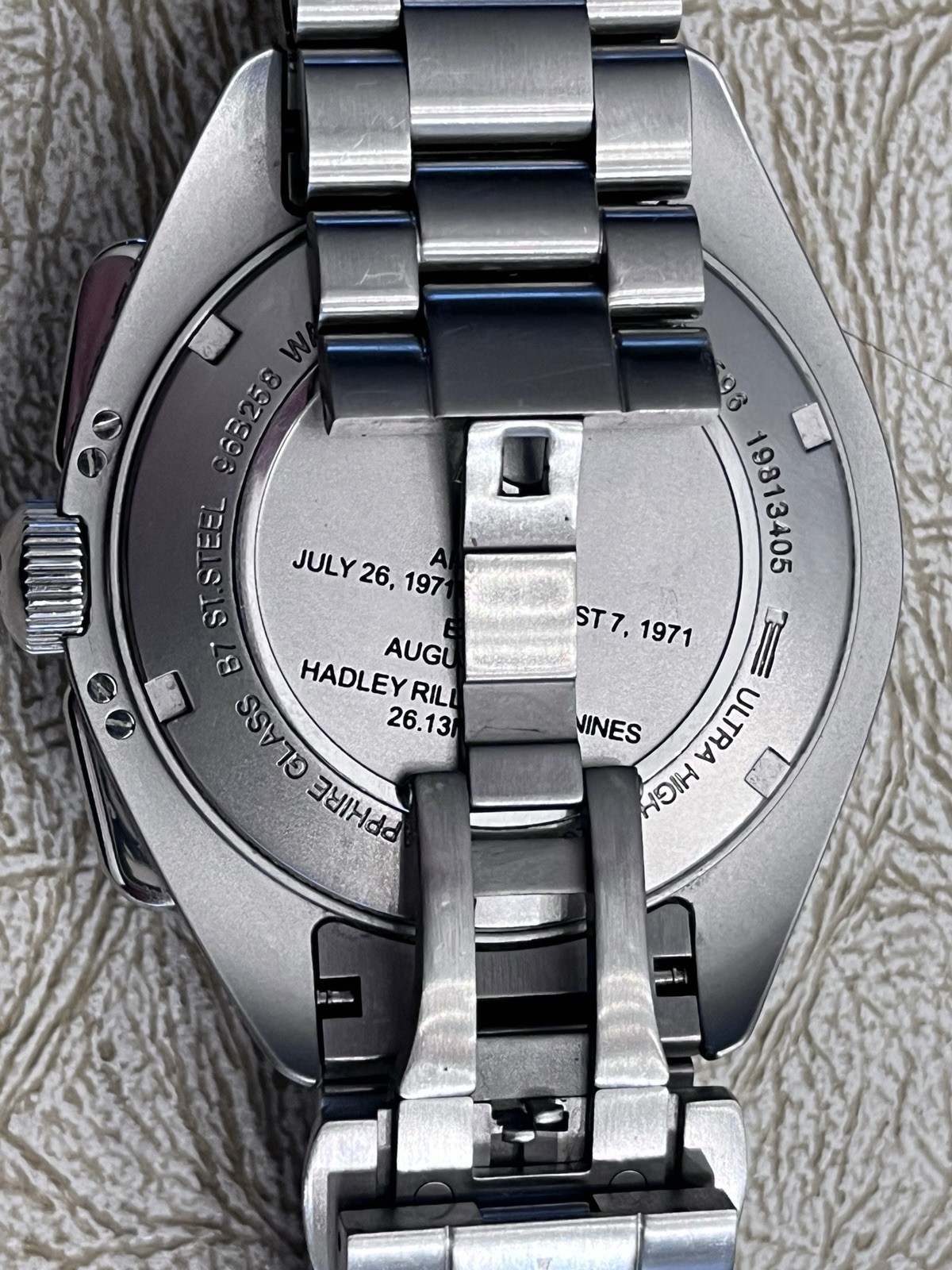 Bulova Lunar Pilot Mens Chronograph 96b258 Silver Tone Stainless Steel Watch