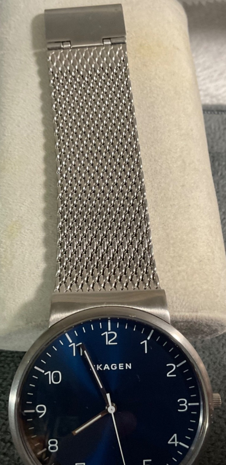 SKAGEN SKW6164 MENS 40mm STAINLESS STEEL WATCH BLUE DIAL NEW BATTERY EXCELLENT