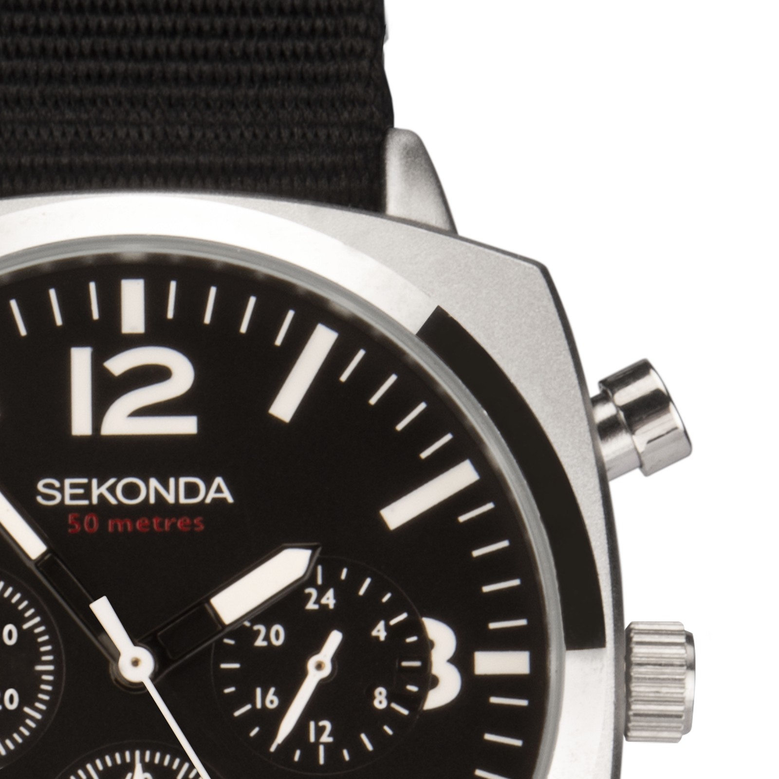 Sekonda Airborne 40mm Mens TV Silver Analogue Watch with Black Strap RRP £89.99