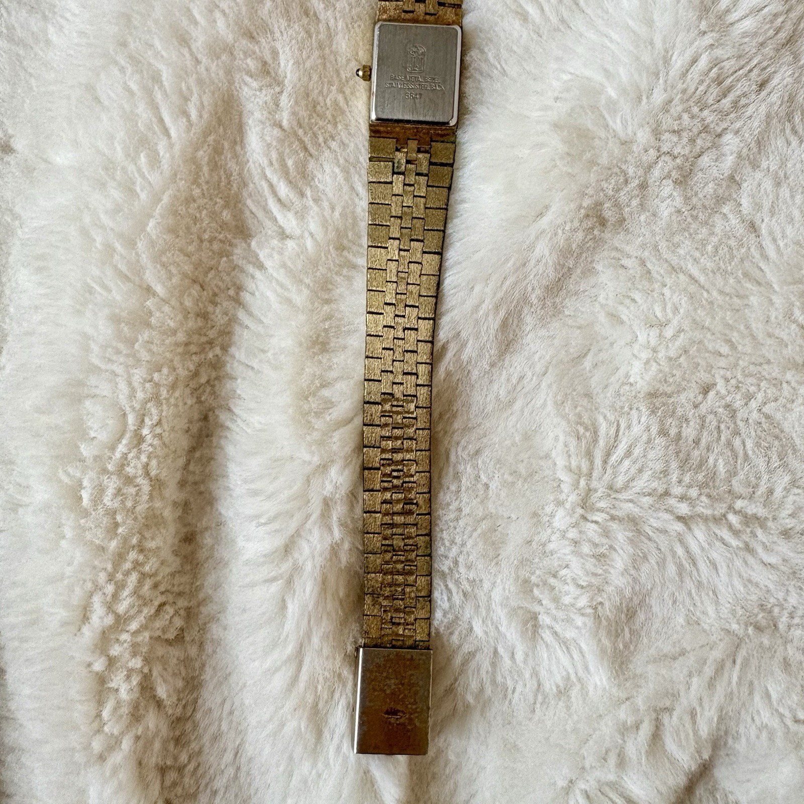 Jules Jurgenson Ladies Vintage Quartz Gold Tone Watch Stainless Steel Jeweled