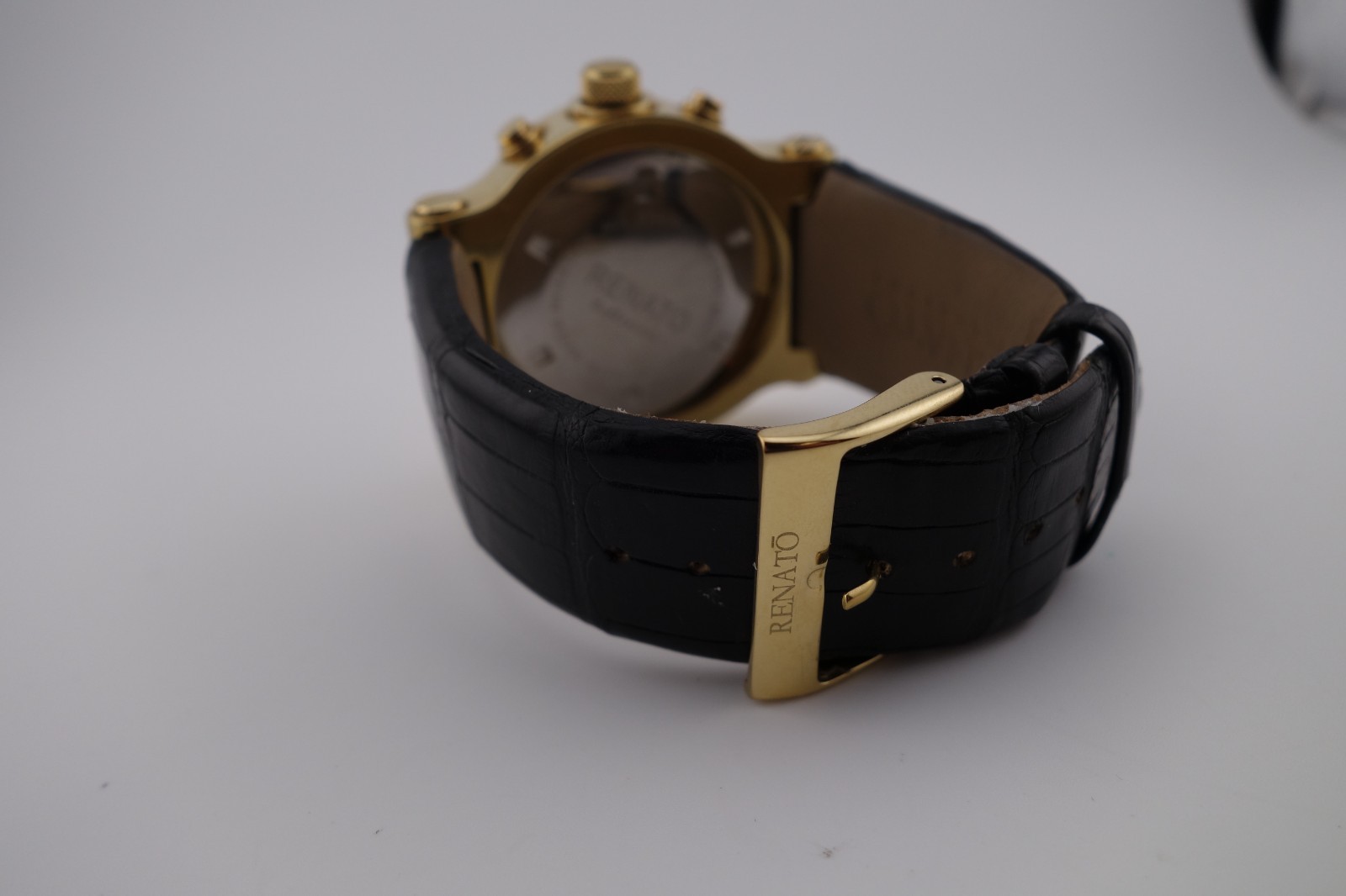 Renato CLASSIC BEAST, Swiss ETA Chrono Movement, Black Dial on Alligator Strap