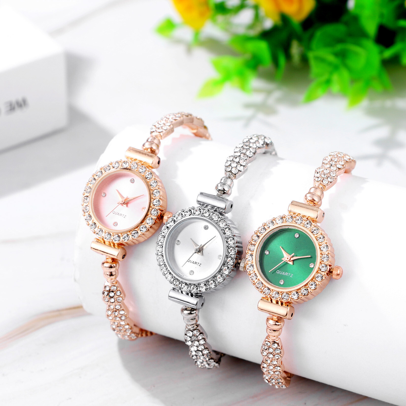 Mabohity Women Luxury Bling CZ Bracelet Watch Ladies Dress Quartz Wristwatches