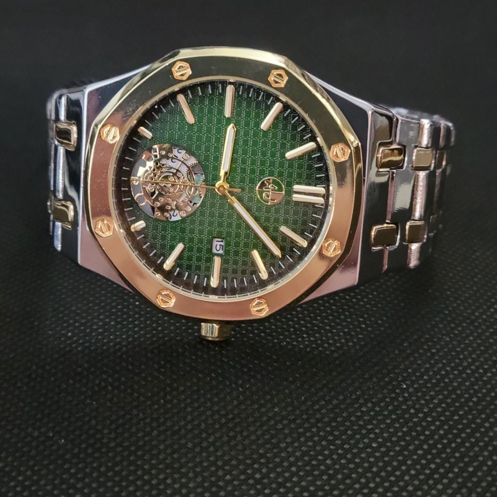 No-brand Men’s Silver and Green Watch