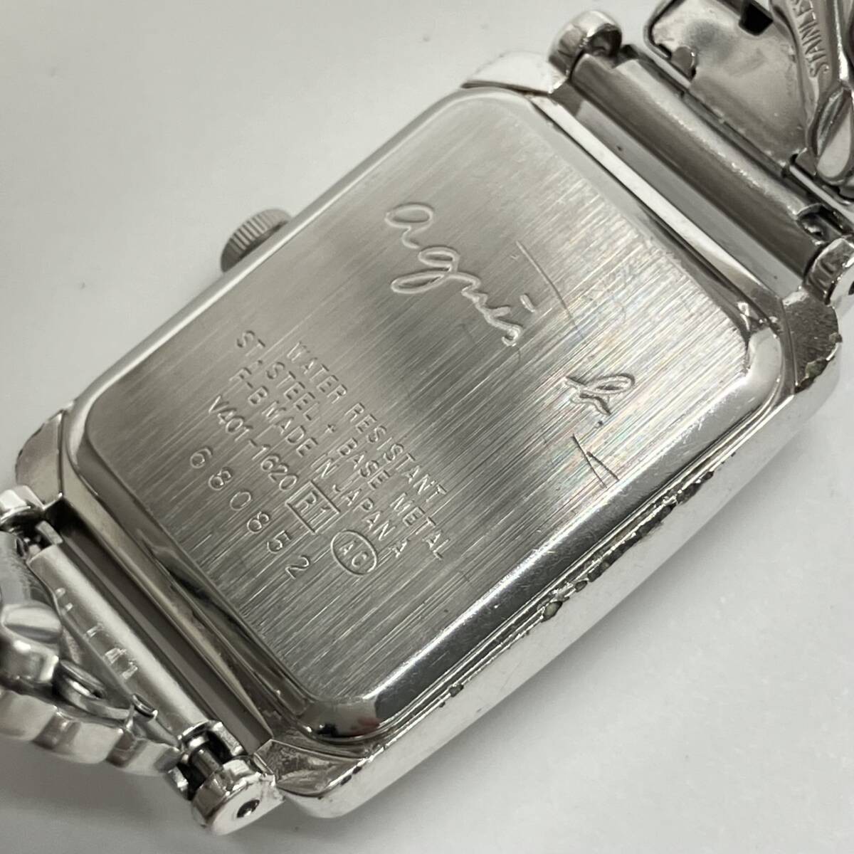 agnes b V401 1620 Quartz Square Wristwatch Leather Belt Not Genuine Lot