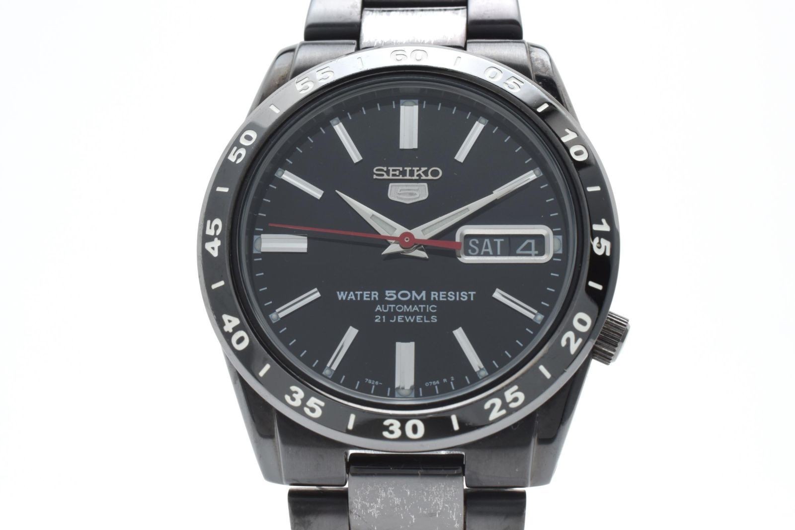 SEIKO 5 Automatic 7S26 02T0 21 Jewels Black Stainless Working From Japan